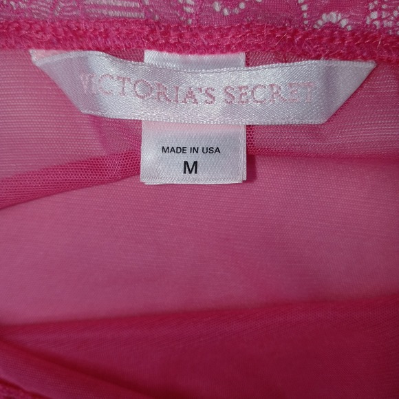 Victoria's Secret Pink Lace Trim Sheer Babydoll Chemise Lingerie Size M - Picture 3 of 8